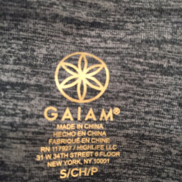 Gaiam Yoga Leggings Sz S Gray Heather Black Mesh - Picture 5 of 7